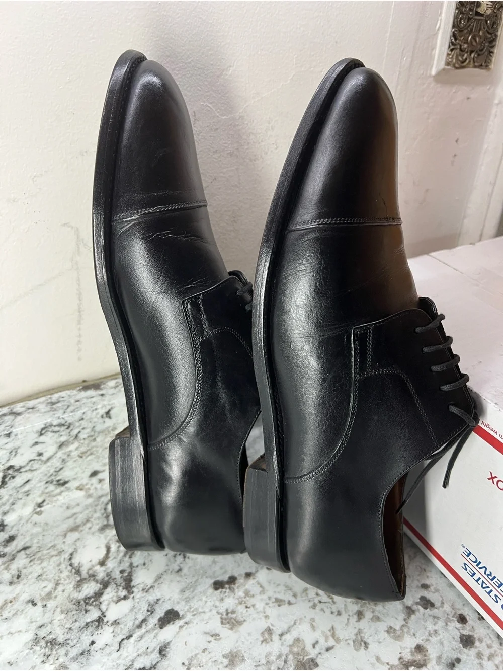 Vintage Florsheim Imperial Line Black Leather Cap Toe Dress Shoes Men's 10 D